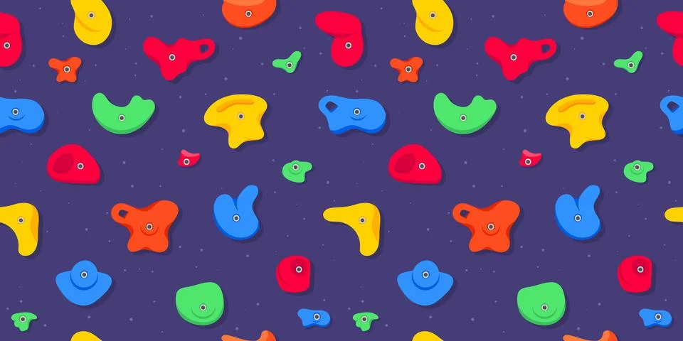 Seamless pattern of climbing grips or holds in the gym bouldering training flat Stock Illustration