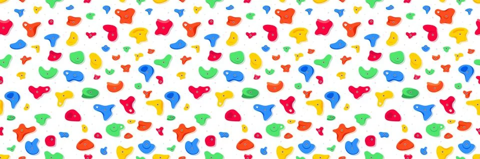 Seamless pattern of climbing grips or holds in the gym bouldering training flat Stock Illustration