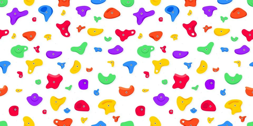 Seamless pattern of climbing grips or holds in the gym bouldering training flat Stock Illustration