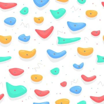 Seamless pattern climbing grips. Stone wall color ledges, different shapes Stock Illustration
