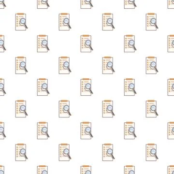 Seamless pattern with clipboard checklist and magnifying glass イラスト素材