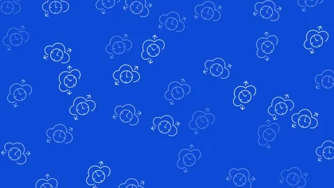 Seamless Pattern of Clipboard with Numbered List Icons on Blue Background Stock Footage 345539070