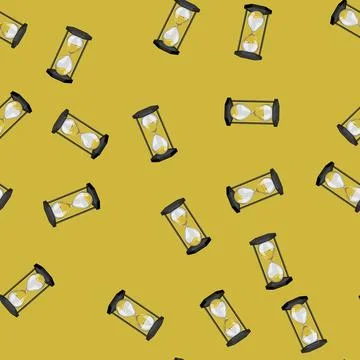 Seamless pattern clock sandglass hourglass cartoon vector Stockillustratie