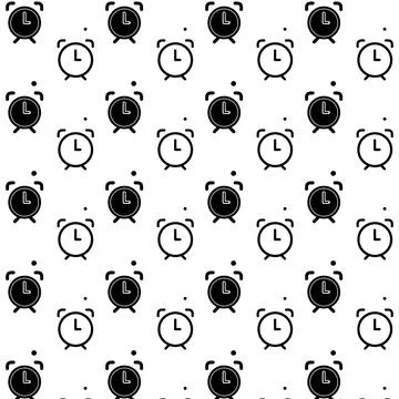 Seamless pattern clock on white background Stock Illustration