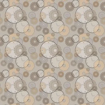 Seamless pattern with clocks and cog wheels Stock Illustration