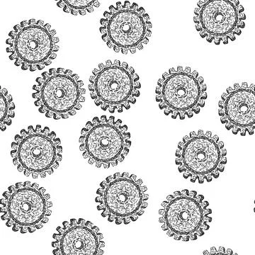 Seamless pattern clockwork gears steampunk sketch hand drawn イラスト素材