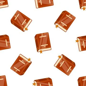 Seamless pattern with closed hardback books featuring bookmarks, symbolizing Illustrazione stock