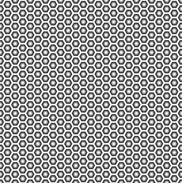 Seamless pattern. Closely spaced hexagons with radial gradient. Stock Illustration