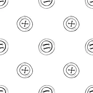 Seamless pattern with clothes button contour outline. Simple abstract vector  Illustrazione stock