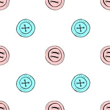 Seamless pattern with clothes button contour outline. Simple abstract vecto.. Stock Illustration