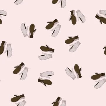 Seamless pattern clothes mittens gloves winter cartoon vector Stock Illustration