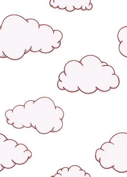 Seamless pattern cloud cartoon flat hand drawn on white background Stock Illustration