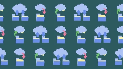 Seamless pattern of cloud computing and folder data transfer icons background Stock Footage 333318874