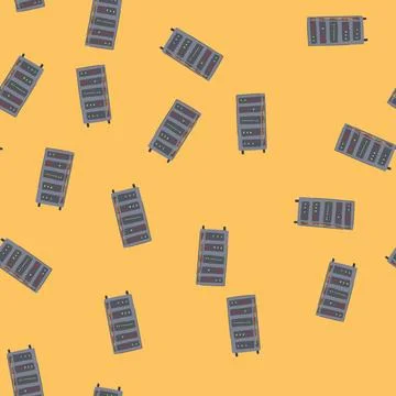 Seamless pattern cloud server rack cartoon vector Stock Illustration