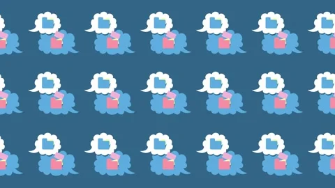 Seamless pattern of cloud storage notifications and folder file management Stock Footage 333200646