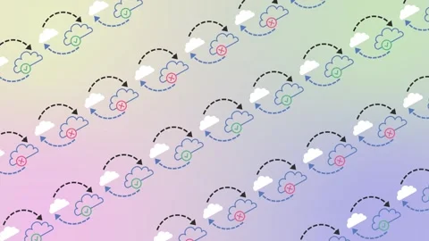 Seamless pattern of cloud sync status with check and cross marks Stock Footage 333188313