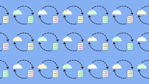 Seamless pattern of cloud sync status with document audit logs background Stock Footage 333191988