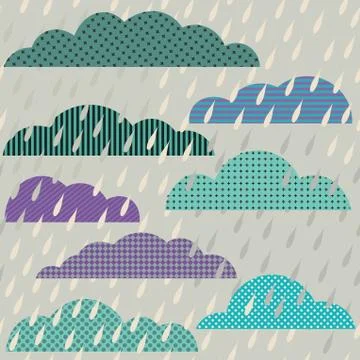 Seamless pattern with clouds and rain Stockillustratie