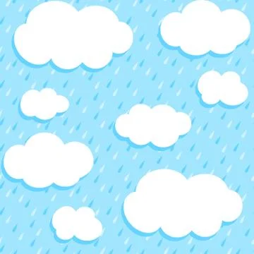 Seamless pattern with clouds and rain Stock Illustration