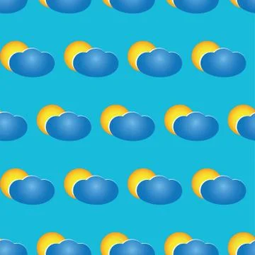 Seamless pattern with clouds and sun 스톡 일러스트