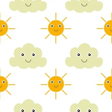 Seamless pattern of clouds and sun 스톡 일러스트
