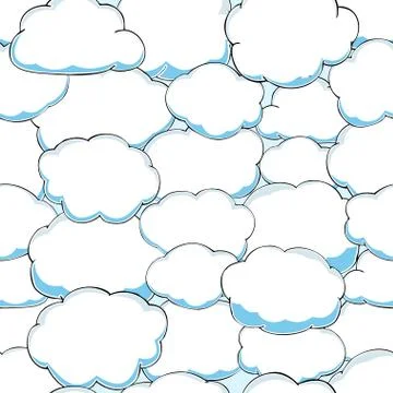 Seamless pattern of clouds on blue sky Stock Illustration