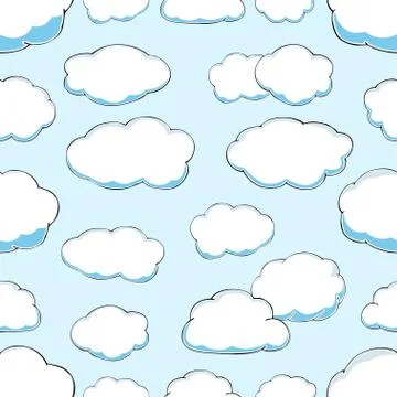 Seamless pattern of clouds on blue sky Stock Illustration