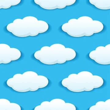 Seamless pattern of clouds on blue sky Illustrazione stock