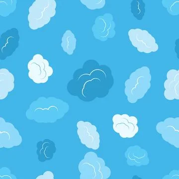 Seamless pattern with clouds on blue sky Illustrazione stock