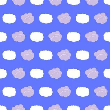 Seamless pattern with clouds on blue sky Stock Illustration