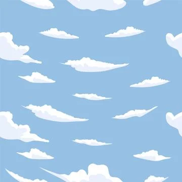 Seamless Pattern of Clouds in a Blue Sky Illustrazione stock