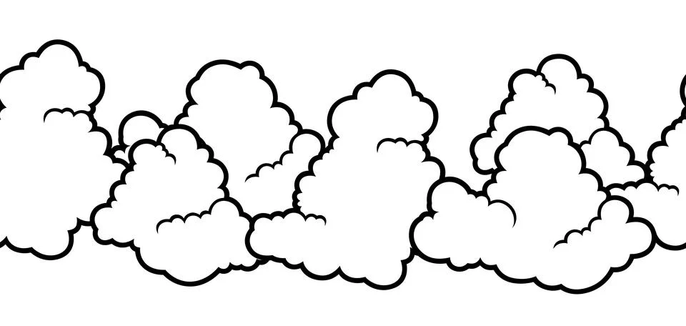 Seamless pattern with clouds. Cartoon cute image of sky. Stockillustratie