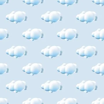 Seamless pattern with clouds. Cute Clouds Pattern. Cartoon clouds backgroun.. Stock Illustration