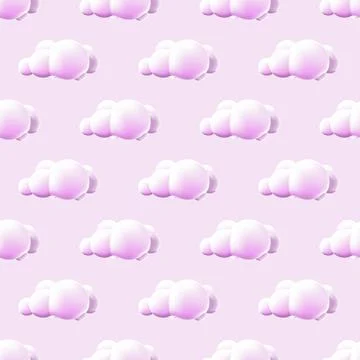 Seamless pattern with clouds. Cute Clouds Pattern. Cartoon clouds backgroun.. Stock Illustration