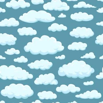 Seamless pattern. Clouds of different shapes in the sky for your web site design イラスト素材