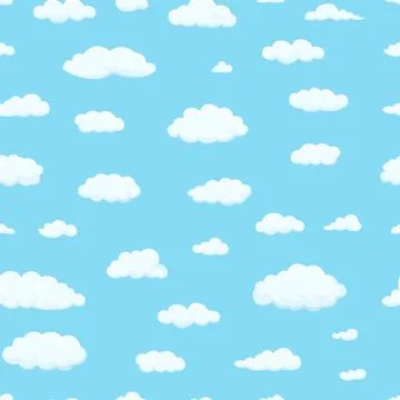 Seamless pattern. Clouds of different shapes in the sky for your web site design Illustrazione stock