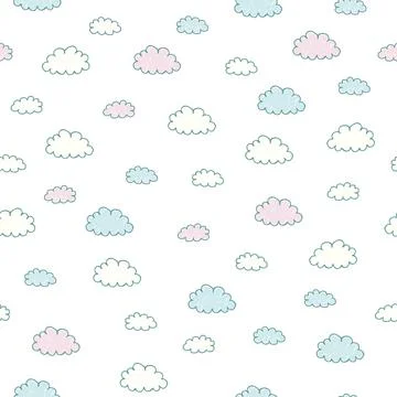 Seamless pattern with clouds Stock Illustration