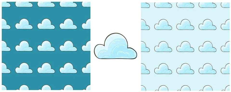 Seamless pattern with clouds. Set Illustration in hand draw style. Can be use イラスト素材
