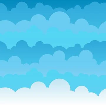 Seamless pattern of clouds in the sky in cartoon style. Abstract texture. Vec Illustrazione stock