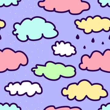 Seamless pattern of clouds with snow and rain イラスト素材