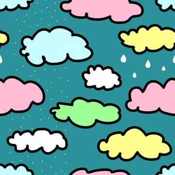 Seamless pattern of clouds with snow and rain Stock Illustration