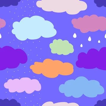 Seamless pattern of clouds with snow and rain Ilustración de archivo