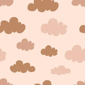 Seamless pattern of clouds in warm tones, ideal for background design, textil 스톡 일러스트