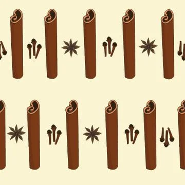 Seamless pattern with clove, cinnamon and anise. Pattern with spice for Stock Illustration