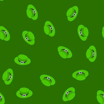 Seamless pattern clover green hat patrick cartoon vector Stock Illustration
