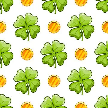 Seamless pattern with clover leaf Stock Illustration