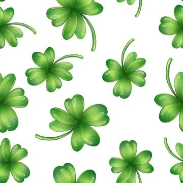 Seamless pattern with clover leaves. Green four leaf clover. Illustrazione stock