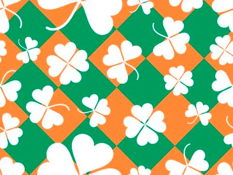 Seamless pattern with clover leaves. St. Patrick's Day background with shamro イラスト素材