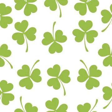 Seamless pattern of clover leaves. Vector illustration, white background Stock Illustration
