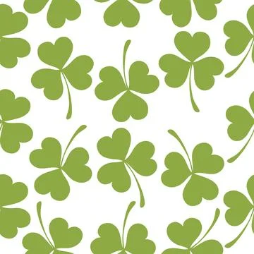 Seamless pattern of clover leaves. Vector illustration, white background Stock Illustration